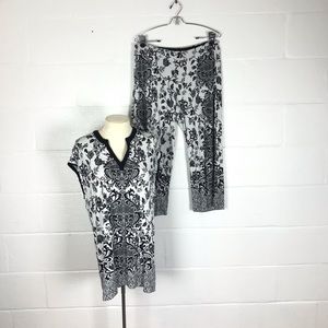 Soma cool nights pajamas size L black white 2 pc